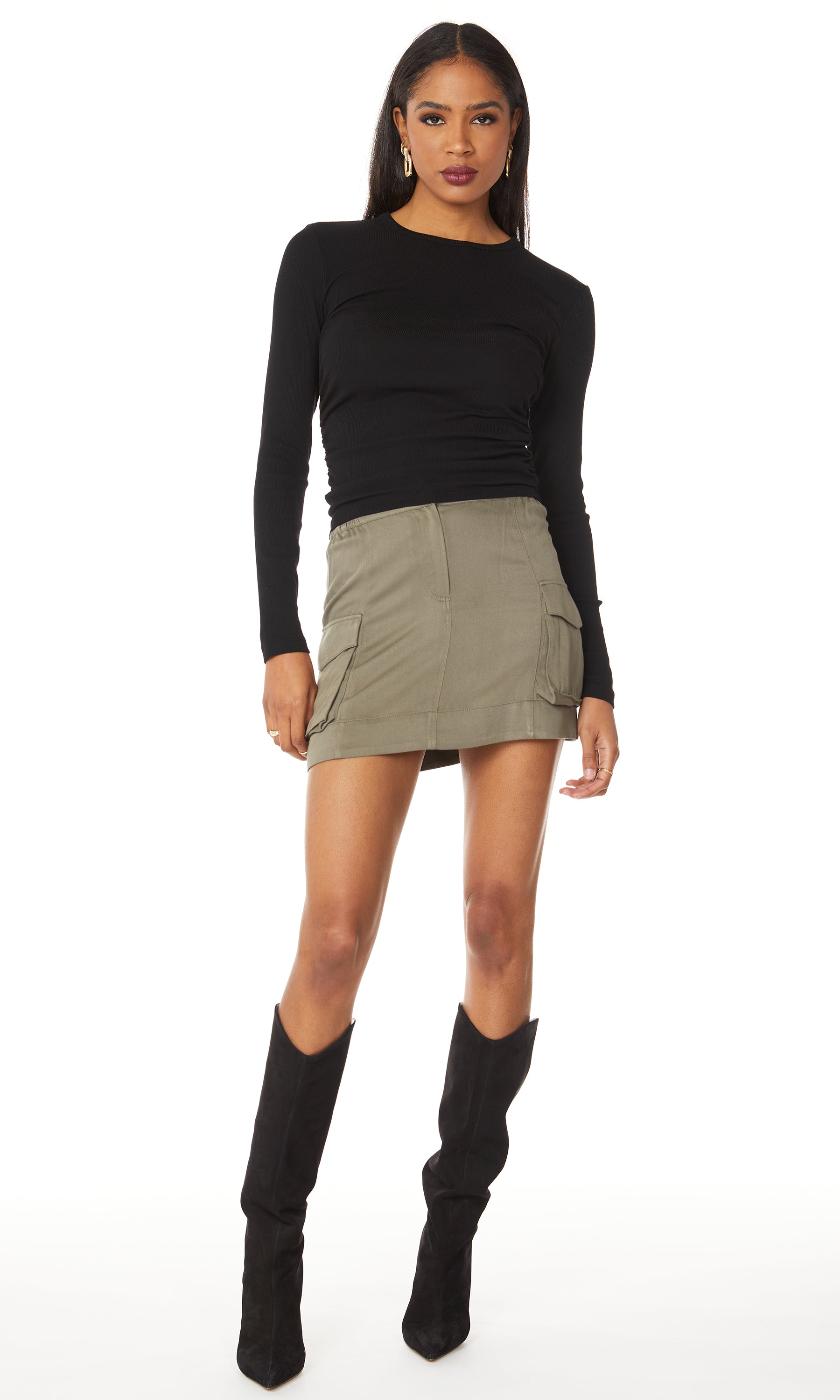 Army Green Cargo Mini Skirt Fox Trot Boutique