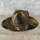 Marbled Straw Fringe Rancher Hat: Black - Fox Trot Boutique