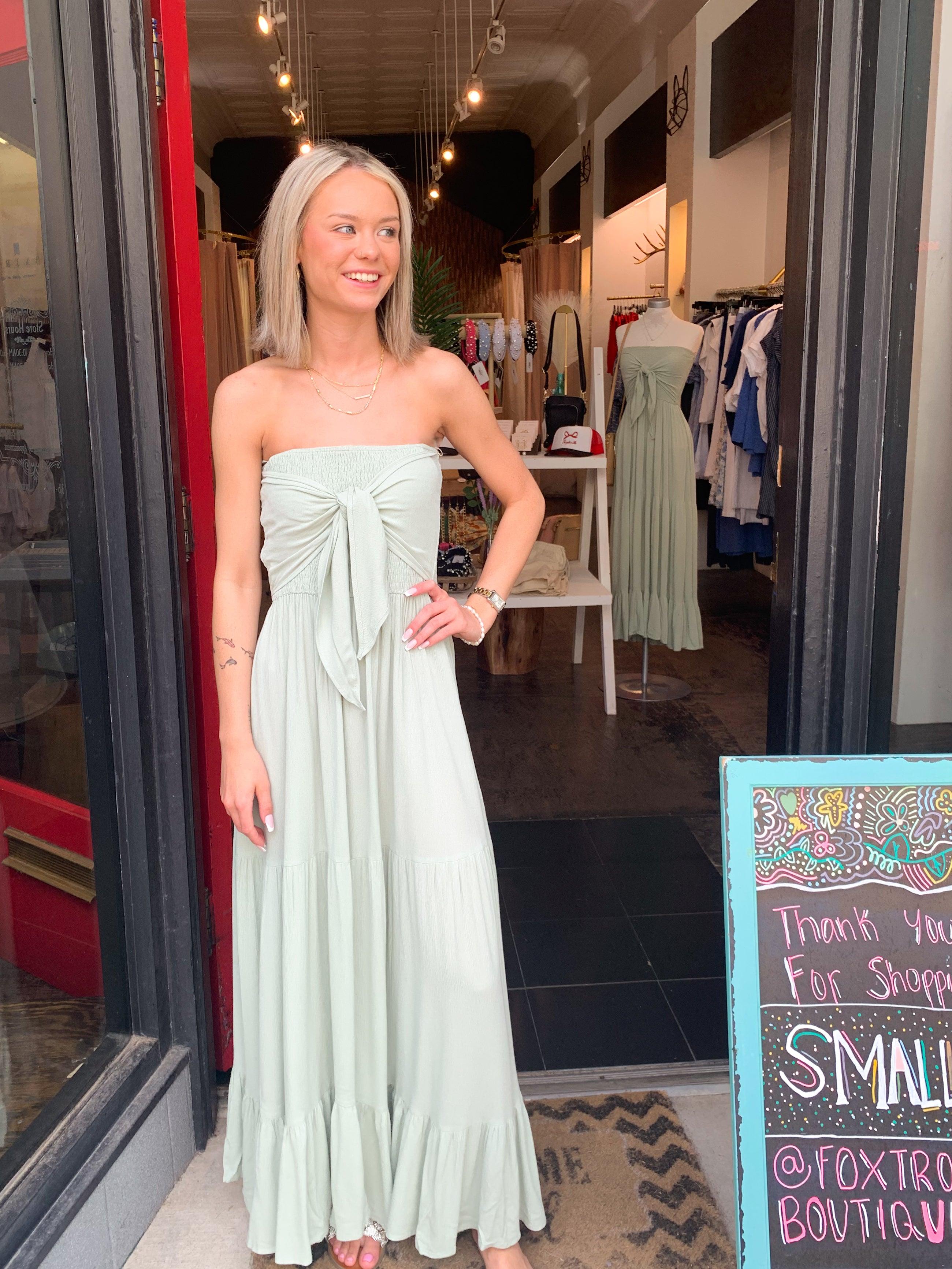 Coastal Strapless Dress - Fox Trot Boutique