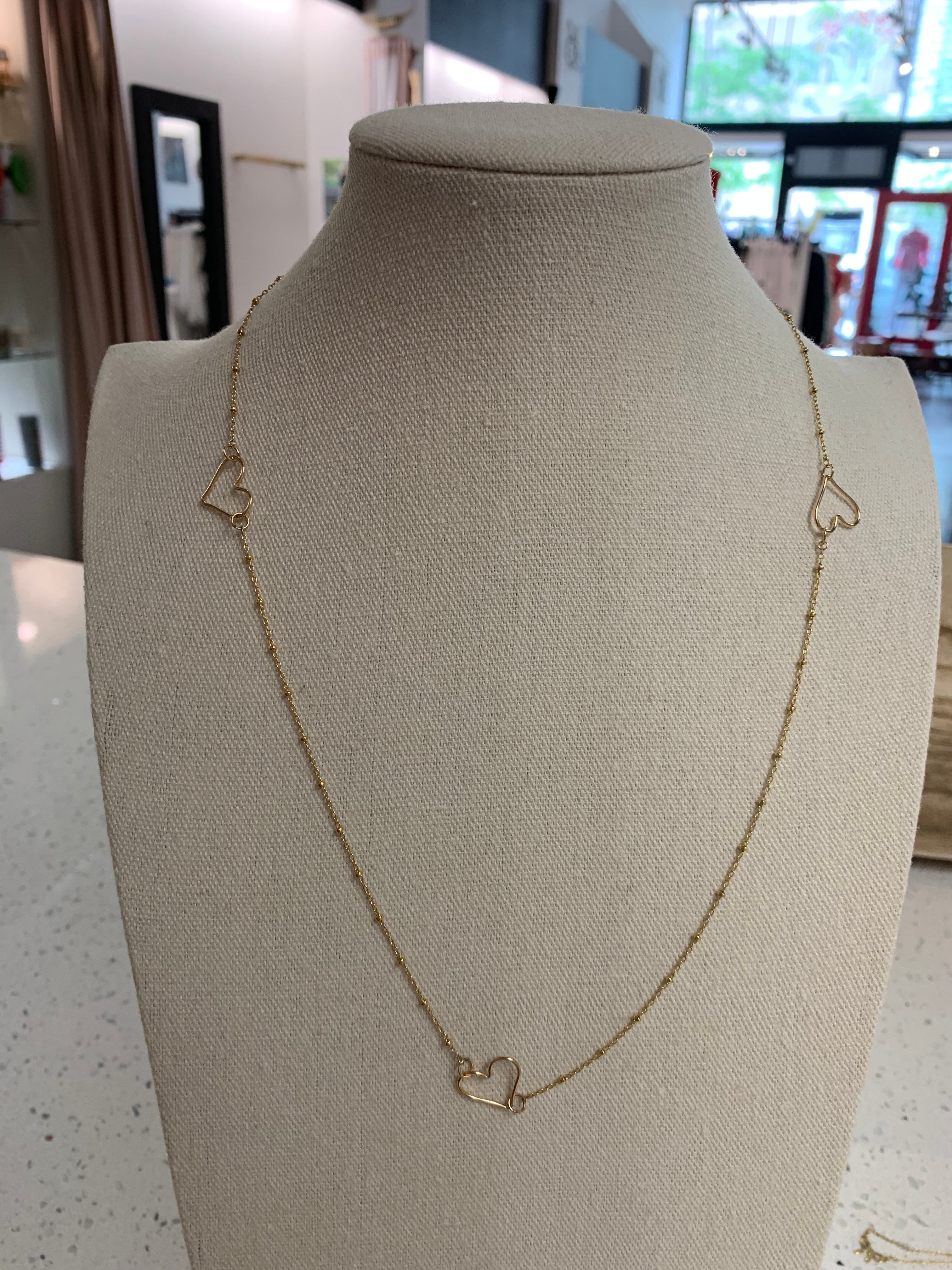 14K Gold Filled Satellite Heart Necklace - Fox Trot Boutique